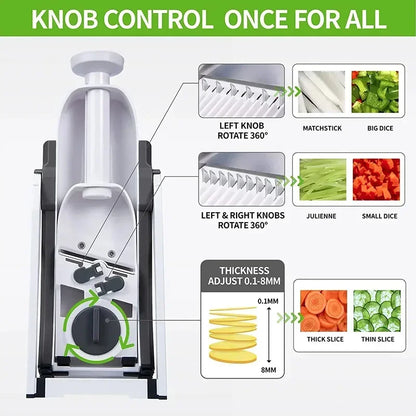 Adjustable Foldable Upgrade Safe Mandoline Vegetable Food Chopper Potato Fries Cutter Kitchen Chopping Artifact Accessories Leedoar