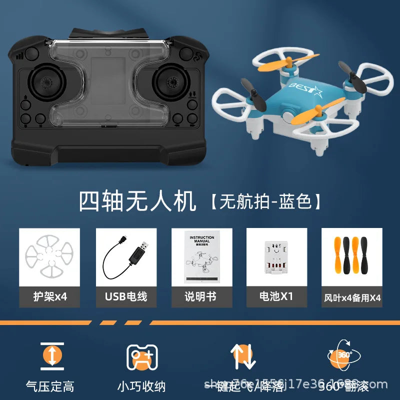 HC723 Mini Drone 2.4G Remote Control Quadcopter USB Charging Light Aerial Photography Fixed Height Aerobatic Tumbling Quadcopter Leedoar