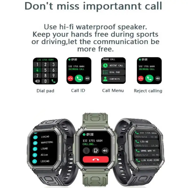 New KR06 Smart Watch Bluetooth Calls Music Playback Custom Wallpaper Healty Monitor Outdoor Sports Super Long Standby Smartwatch Leedoar