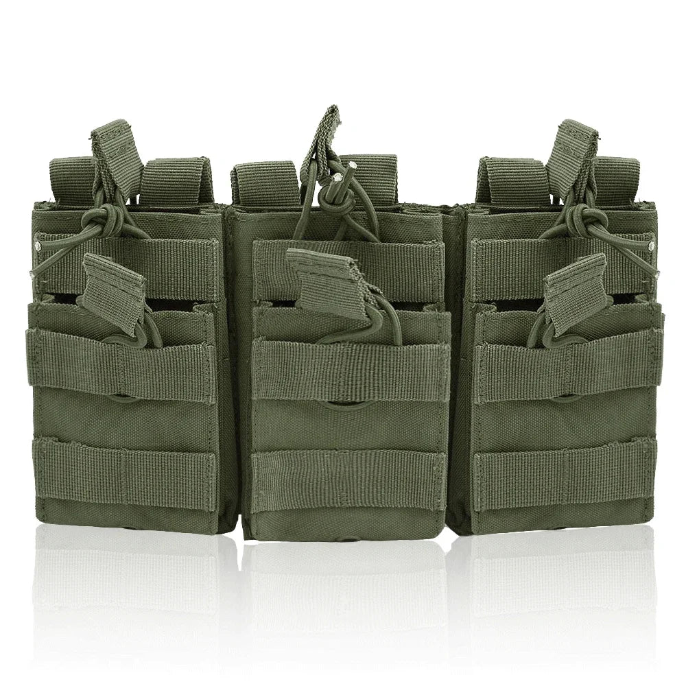 Tactical Molle Pouch Triple Magazine Pouch Double-Layer Mag Pouches Universal Cartridge Holder for M4 M14 M16 AK AR Leedoar