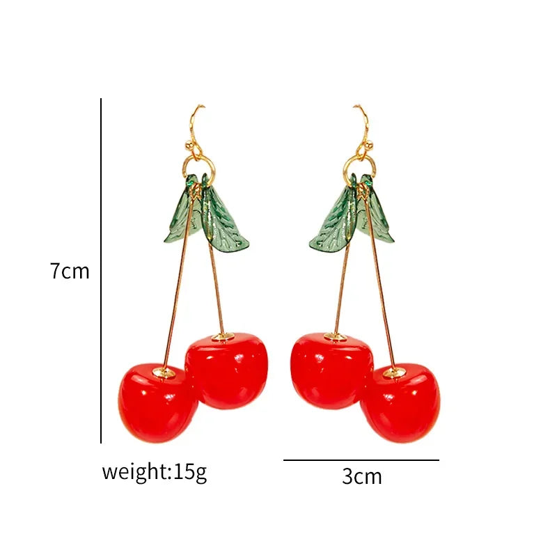 Brincos de folha de bordo frutíferos, folha verde, desenho animado, temperamento fofo, estudante, brincos de resina, liga, artesanal, estilo fresco e doce 