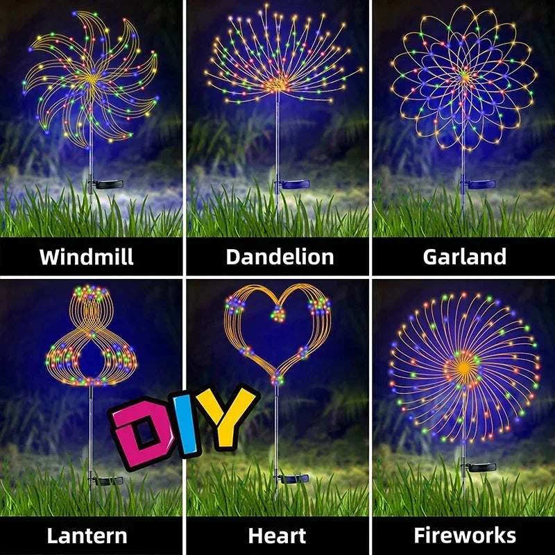 1Pcs Solar LED Firework Fairy Light Outdoor Garden Decoration Lawn Pathway Light For Patio Yard Party Christmas Wedding Leedoar