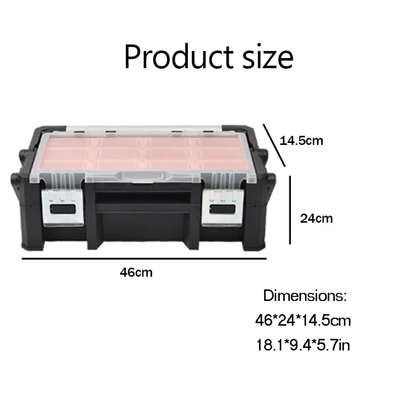 Caja de almacenamiento de piezas portátil, organizador de tornillos de hardware, caja de herramientas de múltiples rejillas, caja organizadora, caja de herramientas con compartimentos para mecánicos