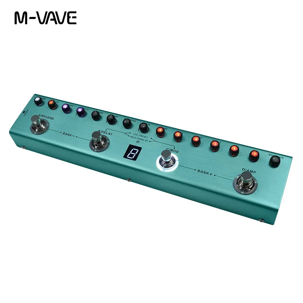 Tanque Recarregável Guitarra Multi-Efeitos Pedal Portátil 36 Presets 9 Slots Pré-amplificador 8 Slots Cab IR 3 Modulação/Delay/Efeitos Reverb 