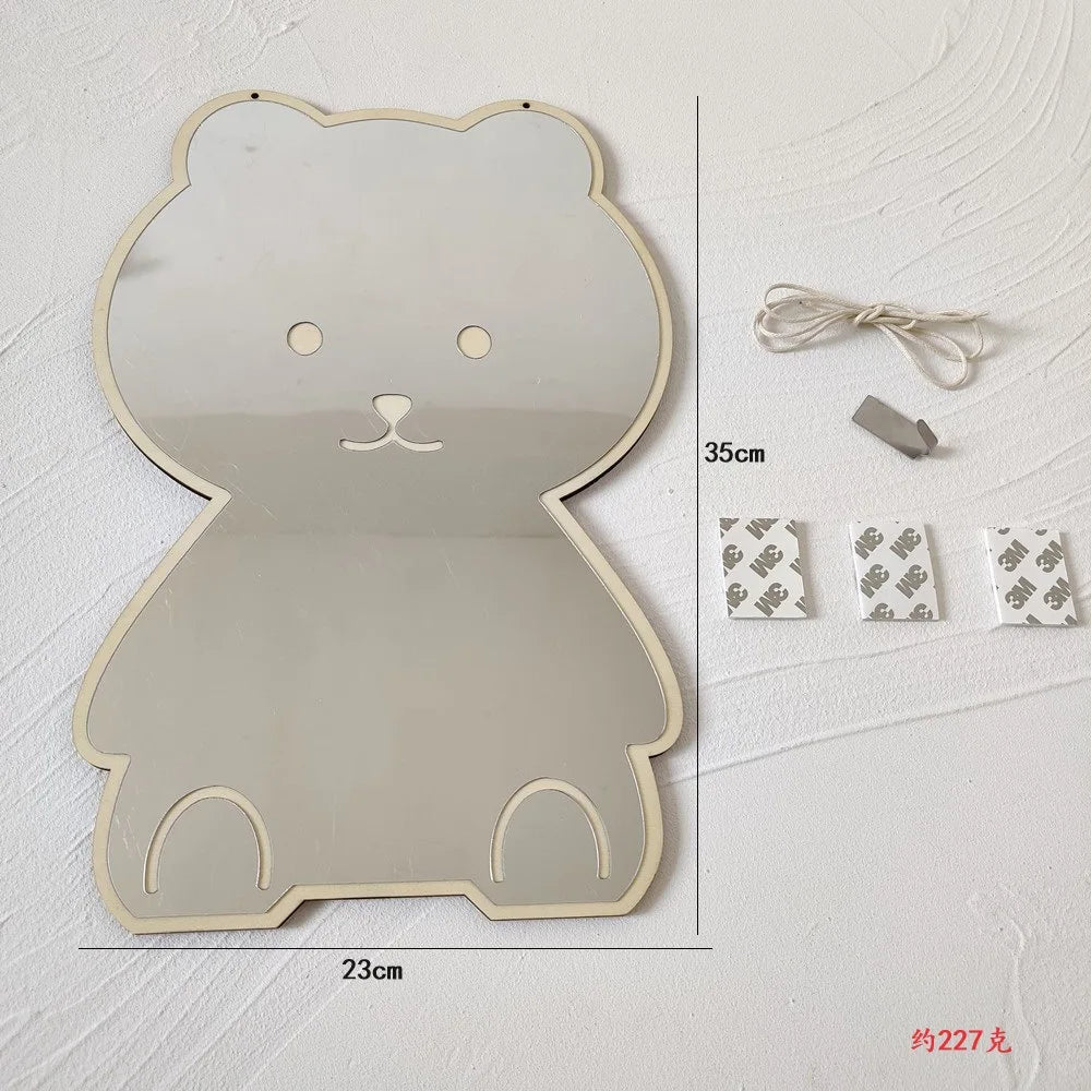 INS Creative Decorative Mirror for Kids Room Cute Bear Rabbit Shape Acrylic Mirror Baby Photo Props Nordic Home Nursery Decor Leedoar