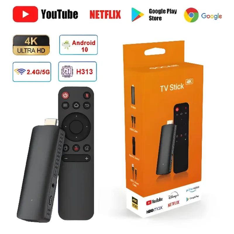 D6 Android TV Stick Allwinner H313 Type C 4K 2GB RAM 16GB ROM UHD 2.4/5.8G WiFi Android 10 H.265 Smart Sticks Android TV Stick Leedoar