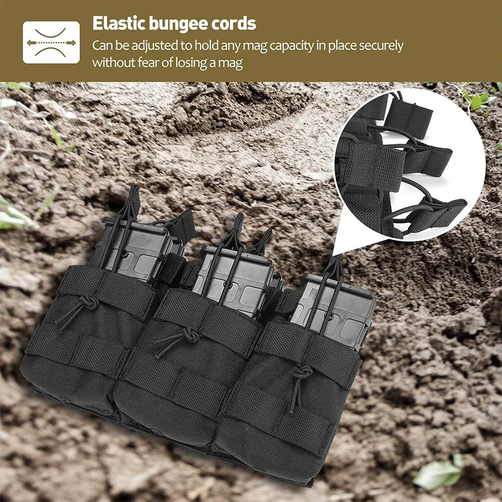 Tactical Molle Pouch Triple Magazine Pouch Double-Layer Mag Pouches Universal Cartridge Holder for M4 M14 M16 AK AR Leedoar