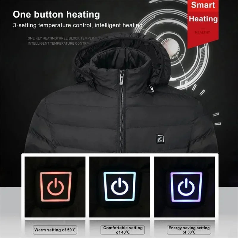 21 Areas Heated Jacket Women's Warm Vest USB Men's Heating Jacket Heated Vests Coat Hunting Hiking Camping Autumn Winter Male Leedoar