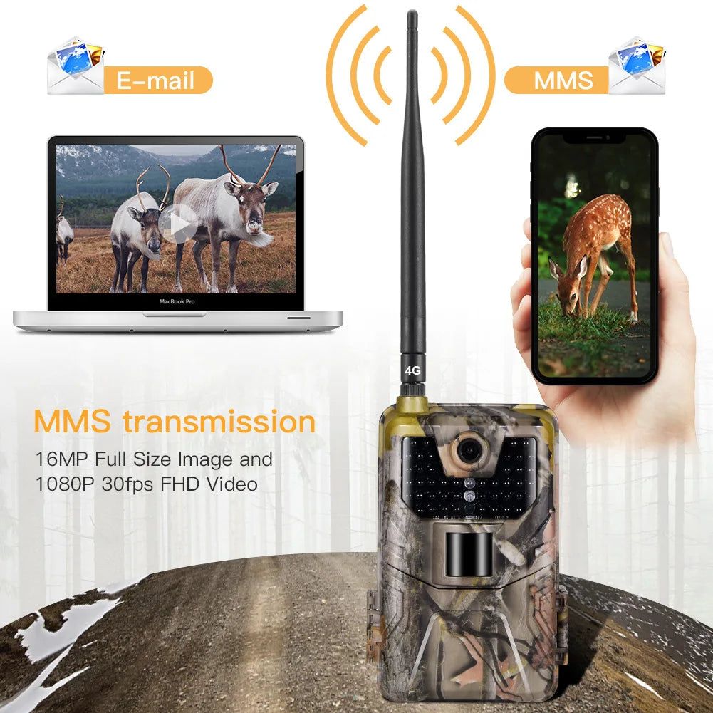 4G LIVE Video Trail Hunting Mms Sms Gsm Camera Recharge Camera 36MP Wireless APP Cloud Service IR Night Vision Detection Leedoar