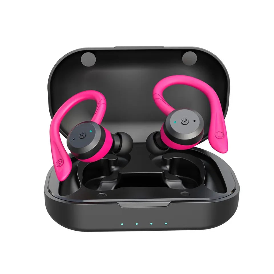 IPX7 Waterproof Wireless Headset Bluetooth Earphone Dual Wear Style Sport Running Stereo Headphone Long Play Time Mic Earbuds Leedoar