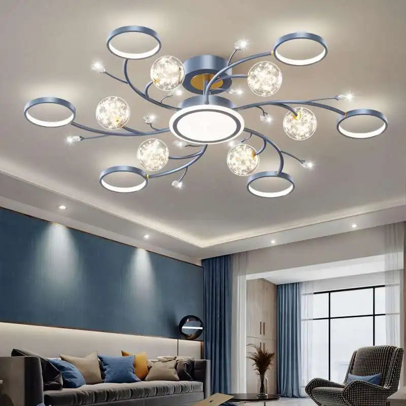 2023 New Blue Gray Nordic Pendant Light Living Room Light, Elegant, Luxury Ceiling Ceiling Light, Indoor Lighting Leedoar