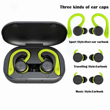 IPX7 Waterproof Wireless Headset Bluetooth Earphone Dual Wear Style Sport Running Stereo Headphone Long Play Time Mic Earbuds Leedoar