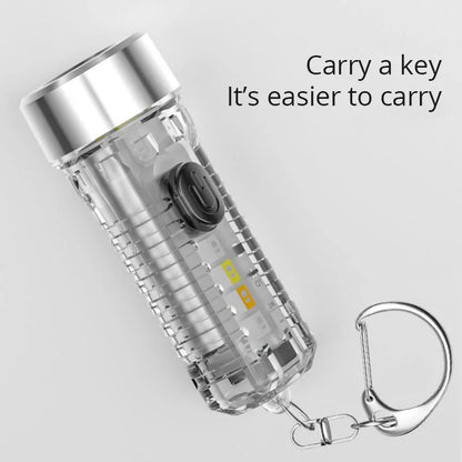 New Keychain Lamp Outdoor Household Mini Luminous Multi-Function Red Blue Flash Rechargeable Strong Light Flashlight Leedoar