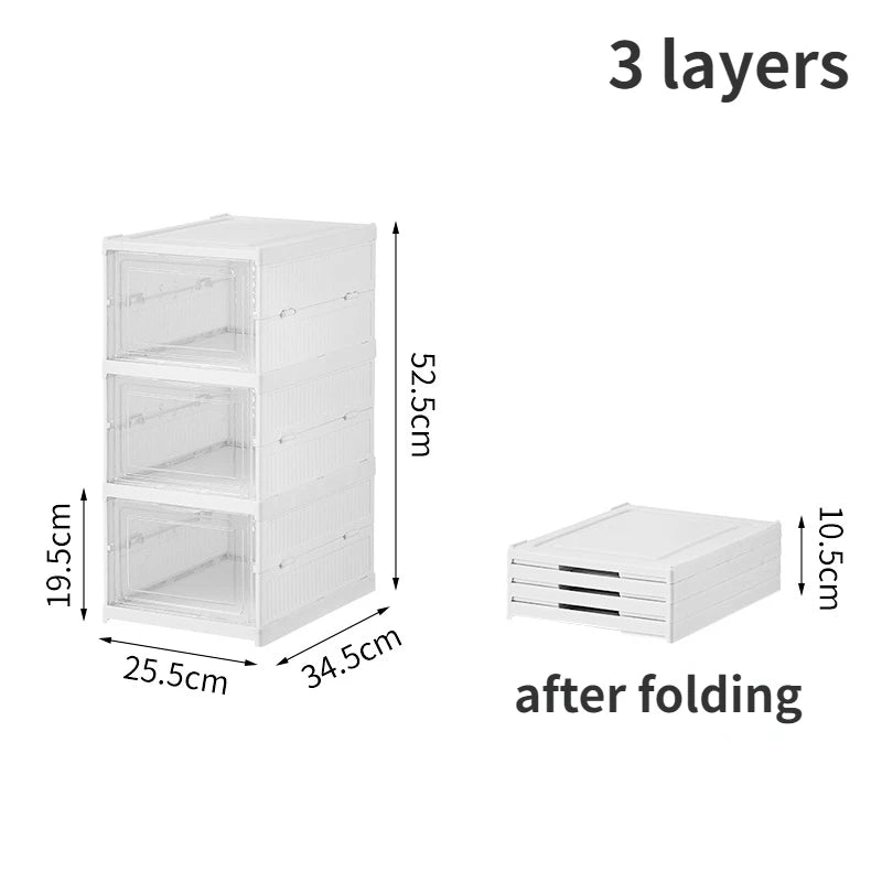 Caja de zapatos plegable de 6/12 capas, caja de almacenamiento de zapatos transparente, apilable, a prueba de polvo, organizador de zapatos, estante 