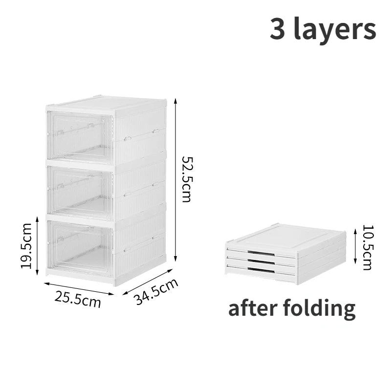 6/12 Layers Foldable Shoes Box Transparent Sneaker Shoe Storage Box Stackable Dustproof Cabinet Shoe Organizers Rack Shelf Leedoar