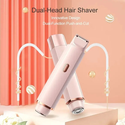 Hair Remover Women's Double Head Shaver Private Pubic Hair Trimmer Electric Razor 2 in 1 Wet/dry Electric Body Hair Waterproof F Leedoar