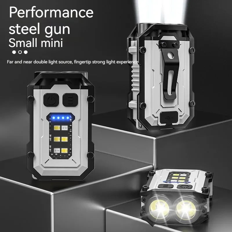 New Camping Hiking Flood Light EDC Rechargeable FlashLight Mini Flashlight Keychain Torch Light Outdoor Strong Light TYPE-C Lamp Leedoar