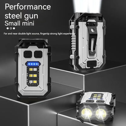 New Camping Hiking Flood Light EDC Rechargeable FlashLight Mini Flashlight Keychain Torch Light Outdoor Strong Light TYPE-C Lamp Leedoar