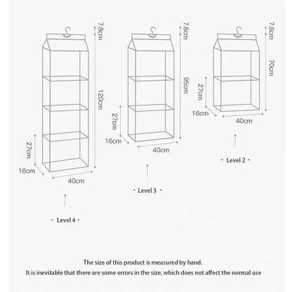 4Layers Home Wardrobe Three-dimensional Hanging Bag Collection Hanging Bag Finishing Cloth Dust-proof Storage Rack Dormitory Art Leedoar