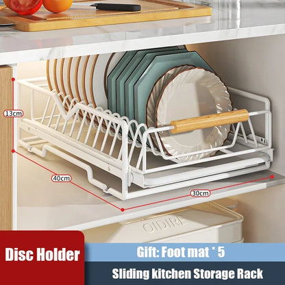 Large Sliding Dish Drainer Kitchen Sink Dish Storage Rack Cabinets Drawers Organizer Shelf Chopstick Barrel kitchen Accessories Leedoar