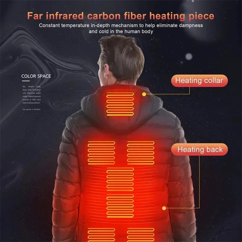 21 Areas Heated Jacket Women's Warm Vest USB Men's Heating Jacket Heated Vests Coat Hunting Hiking Camping Autumn Winter Male Leedoar