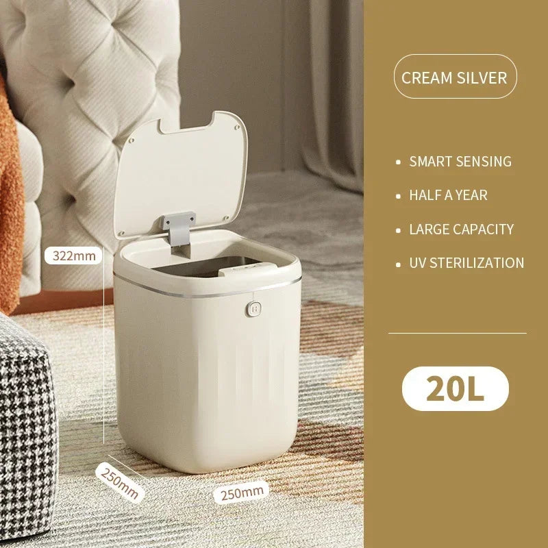 20-24L Bathroom Sensor Electric Wastebasket Bedroom Smart Trash Can Automatic Waterproof Recycle Bin for Living Room Kitchen New Leedoar