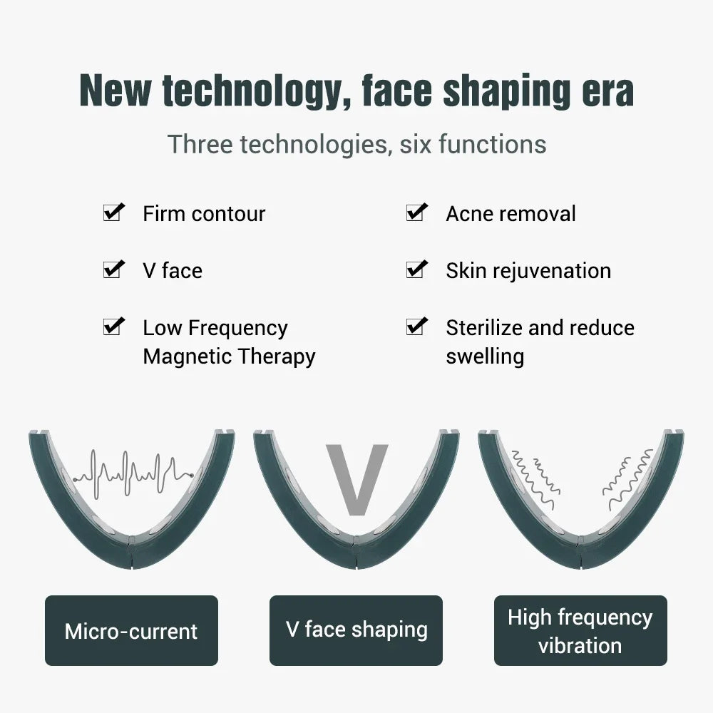 Microcurrent V-face Face Lift Device 6Mode Heated Skin Rejuvenation Double Chin V Face Vibration Massager Wireless Remote Contro Leedoar