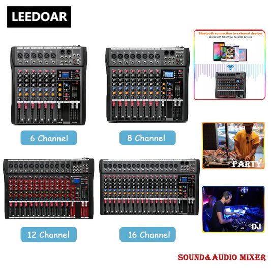 Mezclador de audio profesional de 6, 8, 12 y 16 canales para computadora, grabación en escenario, tarjeta de sonido USB, Bluetooth, modelo de DJ CT-60 CT-80 CT-120 CT-160 