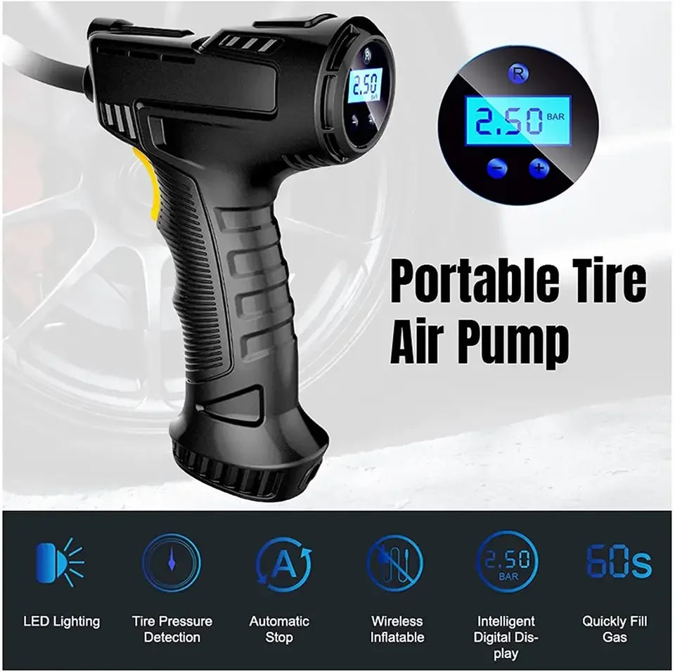 Car Wireless Inflator Pump LED Light Digital Portable Outdoor Emergency Lighting Car Tire Inflator Pump Leedoar