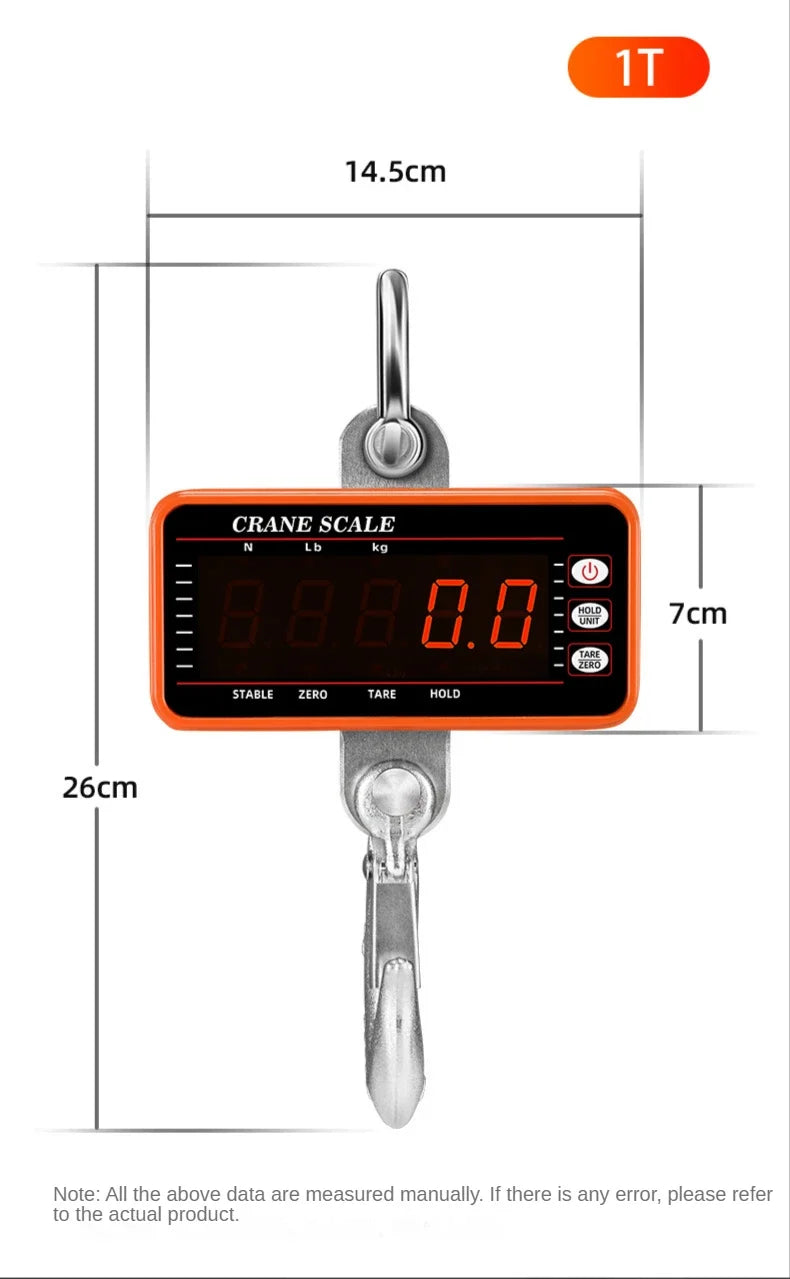 1500kg Digital Hanging Scale with 65ft Remote Control