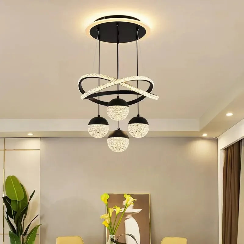 LED Lamp Dining Room Living Ring Dimmable Bedroom Kitchen Interior Linea Ceiling Round Modern Led Ring Chandelier Pendant Light Leedoar