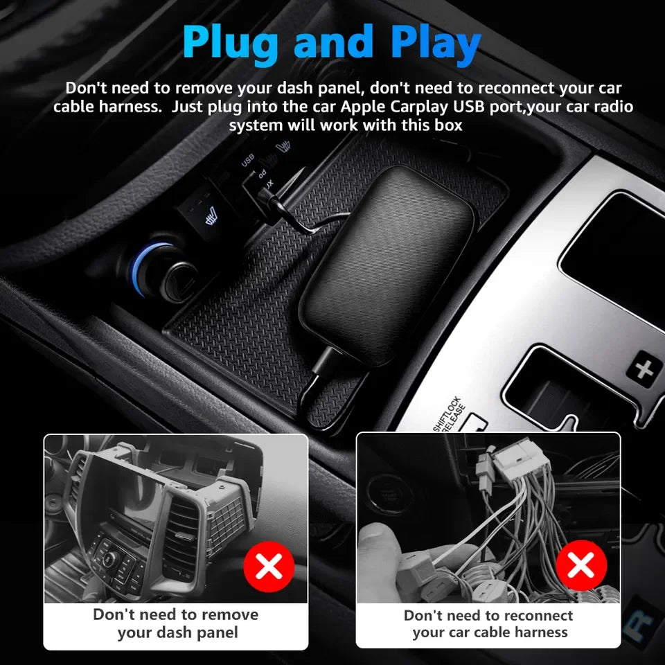 Android Ai Box Wired to Wireless CarPlay Adapter Android auto For Universal car Netflix YouTube Multimedia Video Player Leedoar