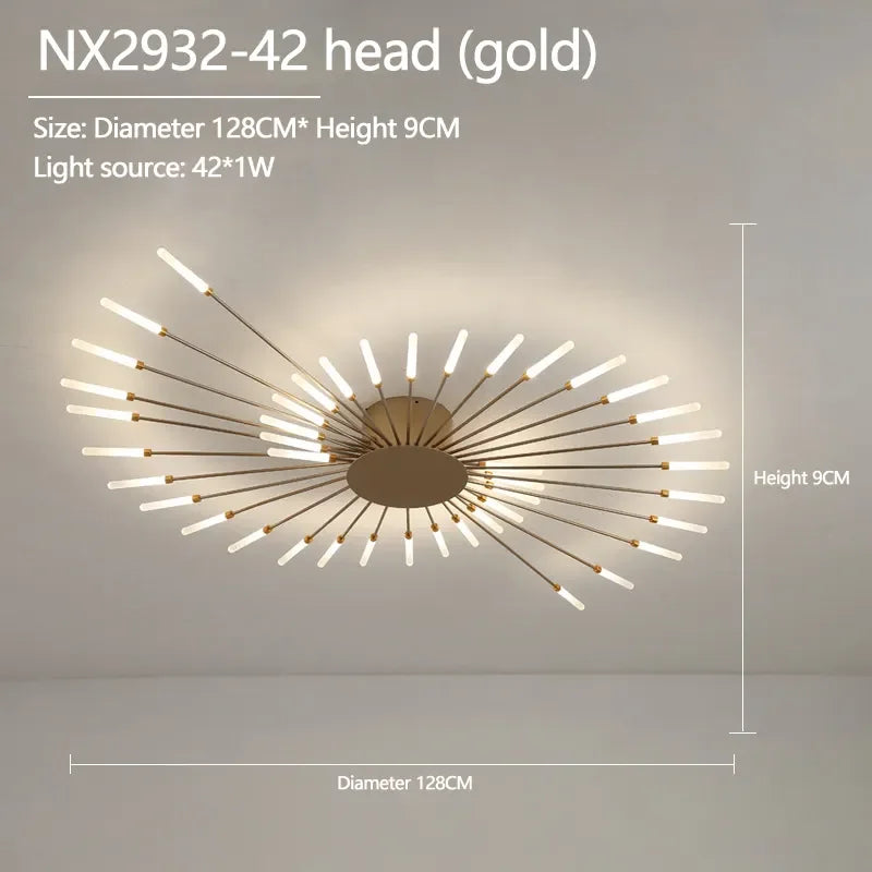 Lustre de teto moderno com design de fogos de artifício, luminária pendente para decoração de sala de estar, quarto e casa 