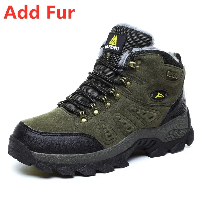 Large Size 48 Hiking Boots Men Summer Winter Outdoor Warm Fur Non Slip Fashion Women Footwear Boys Outdoor Work Ankle Boot Fall Leedoar