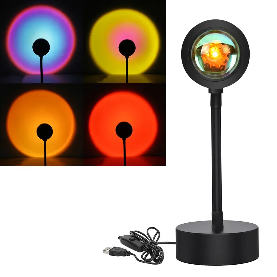 SONG MAN Sunset Projection Led Light  Rotatable Romantic Visual Led Lights Modern Floor Lamp Night Light for Living Room Bedroom Leedoar