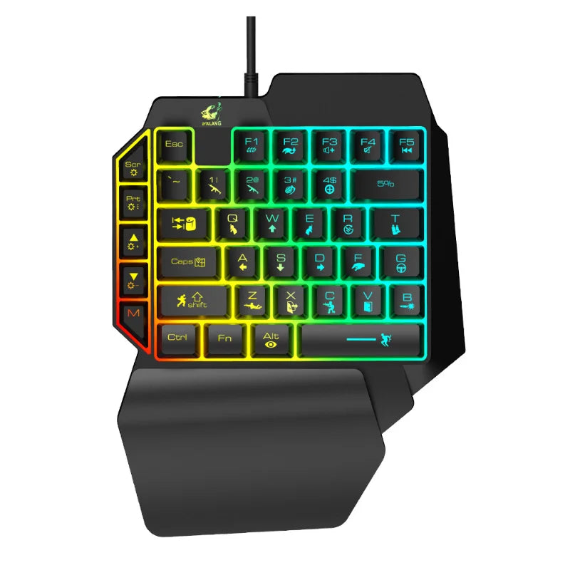 Teclado mecánico para juegos con cable USB K15 de 35 teclas, resistente al agua, retroiluminado, 1,5 m, para teléfono móvil, para juegos con una sola mano 