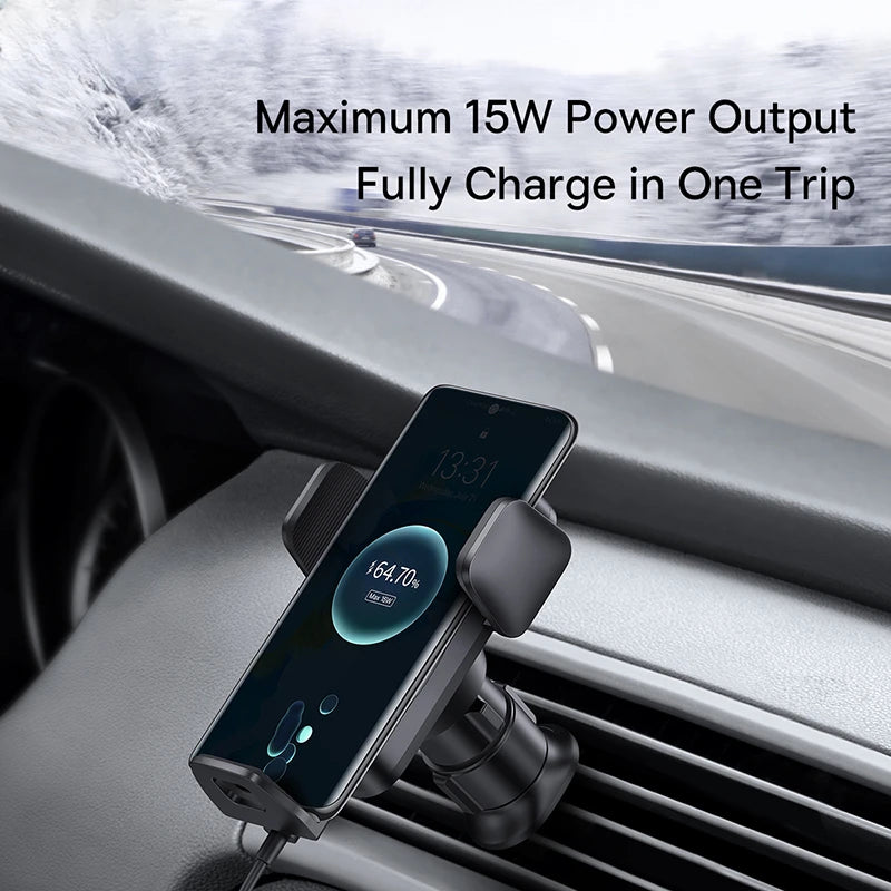 Qi 15W Wireless Car Phone Charger Holder Samsung IPhone Car Phone Holder Zhixing Automatic Alignment  Holder Wireless Charging Leedoar