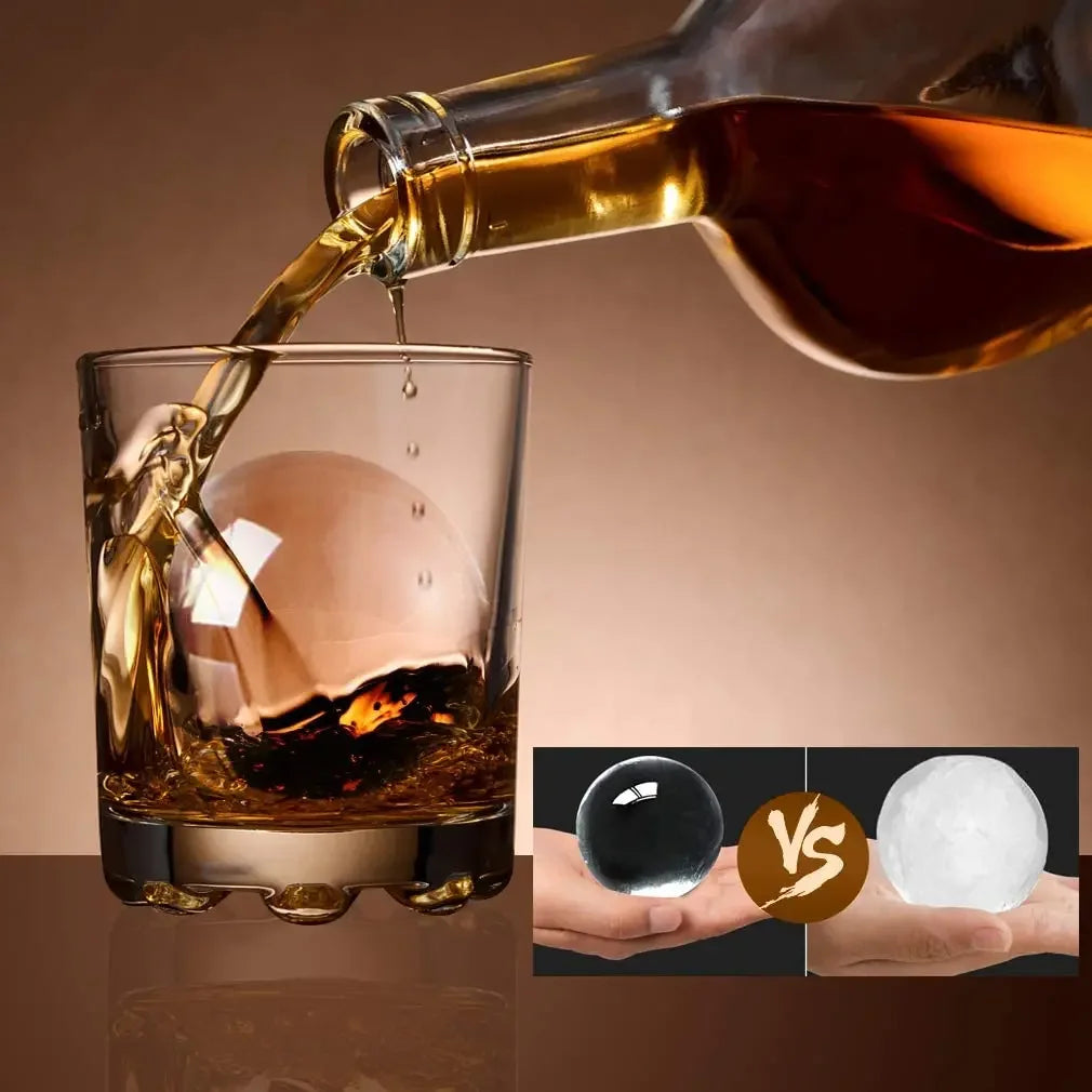 4 Ball Ice Maker Eco-Friendly Crystal Clear Ice Ball Press Spherical Whiskey Tray Mould Bubble-Free Cube Maker Ice Box Mold Leedoar