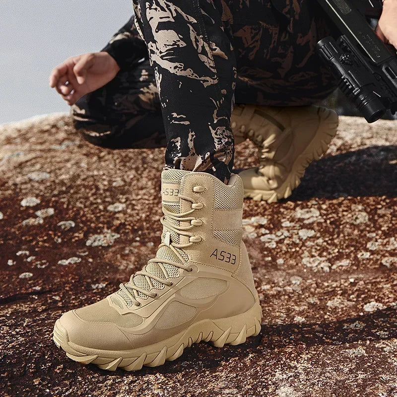 New Men High Quality Brand Military Leather Boots Special Force Tactical Desert Combat Men's Boots Outdoor Shoes Ankle Boots Leedoar