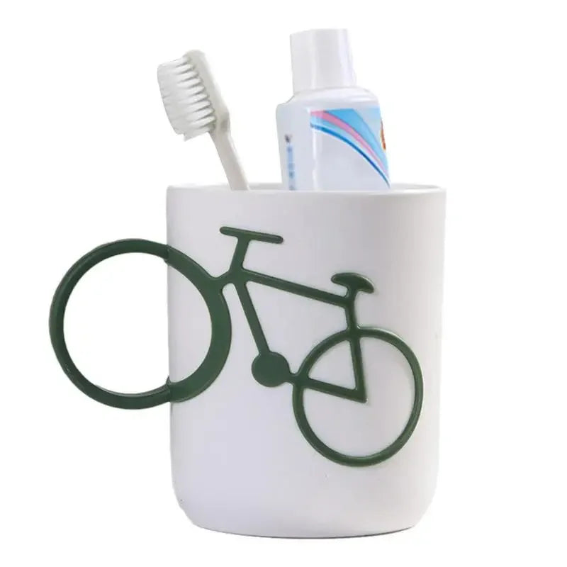 Bike Shape Bathroom Cup Reusable Bathroom Tumblers For Kid Unbreakable Toiletries Toothbrush Cup Washroom Accessories Leedoar