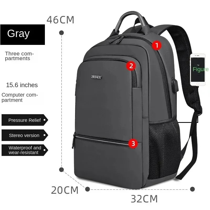 16-inch laptop backpack for men, large-capacity business commuter backpack, water-repellent, simple student school bag Leedoar