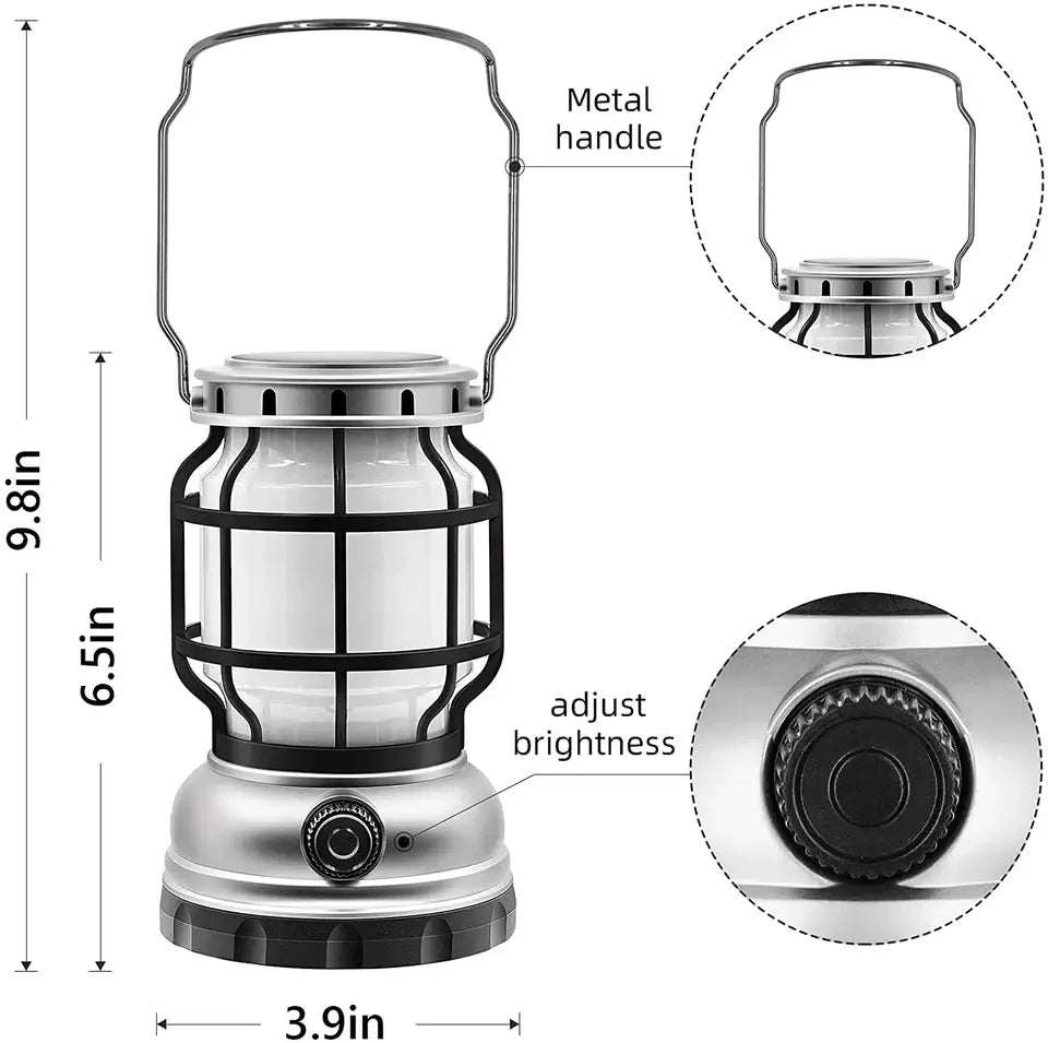 Lanterna de acampamento solar portátil tipo C USB recarregável lanternas de pesca movidas a energia solar luz led ao ar livre para bar restaurante 