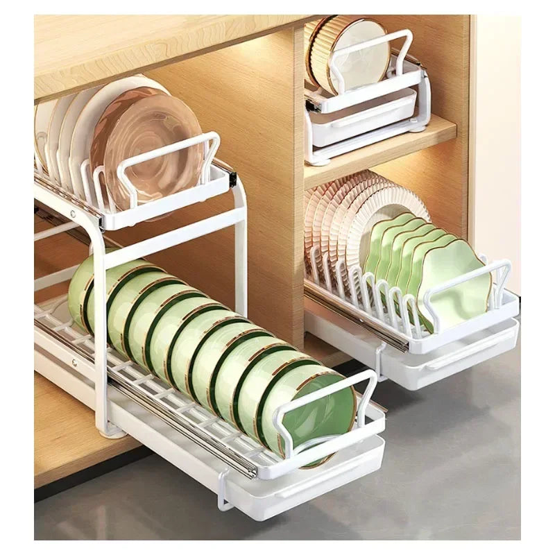 Large Sliding Dish Drainer Kitchen Sink Dish Storage Rack Cabinets Drawers Organizer Shelf Chopstick Barrel kitchen Accessories Leedoar