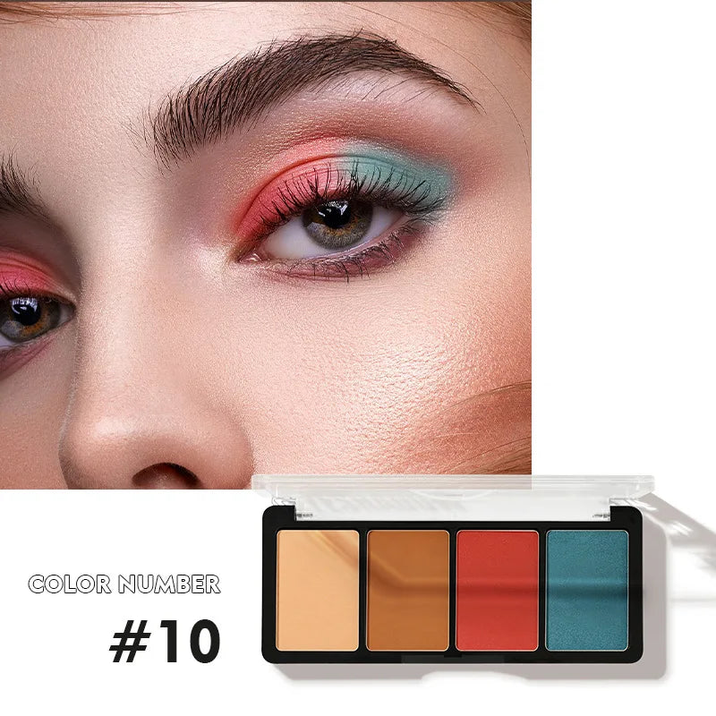 Pudaier 4-Color Eye Shadow Palette Glitter Pearly Eyeshadow Palette Nude Long Lasting Charming Eyes Make Up Palette Cosmetics Leedoar