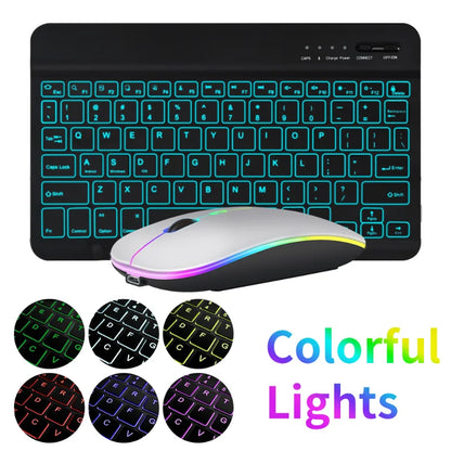 Combo de teclado e mouse RGB BT recarregável sem fio Bluetooth teclado e mouse conjunto de teclado e mouse com luz de fundo em russo e espanhol 