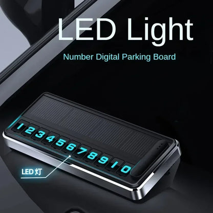 Led Lighting Temporary Parking Card Solar Car Phone Number Plate Hidden Plates Car Park Stop Multiple Number Parking Gadgets Leedoar