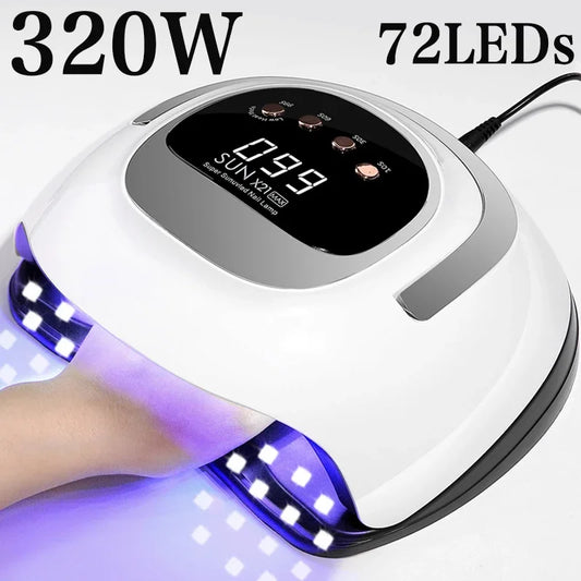 Secador de uñas potente de 320 W y 72 LED con pantalla táctil grande, lámpara LED para uñas para curar todo tipo de esmaltes de uñas en gel, lámpara de secado profesional 