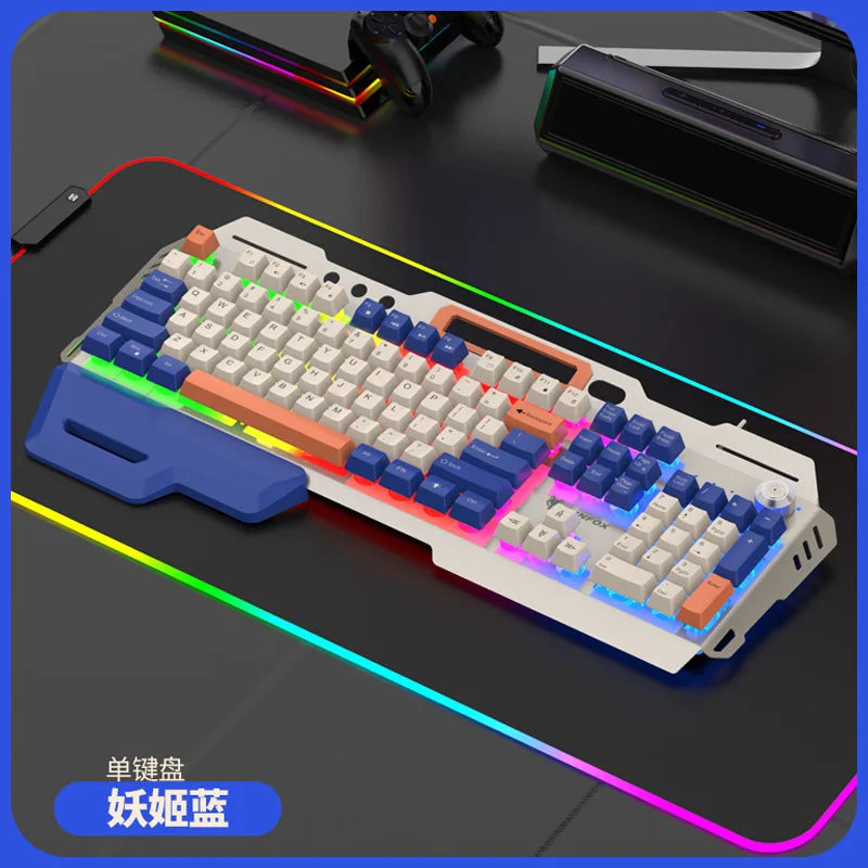 XUNSVFOX K90 Conjunto de teclado e mouse para jogos com fio, moderno, três cores, luz mecânica, sensação, teclado para jogos com fio russo 