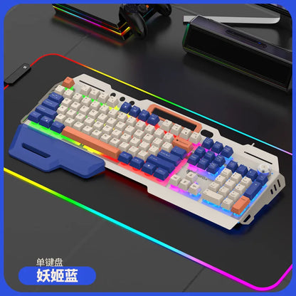 XUNSVFOX K90 Gaming Wired Keyboard and Mouse set Fashion Three Color Light Mechanical Feel Russian Wired Gaming Keyboard