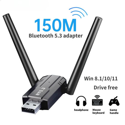 150M Bluetooth 5.4 5.3 5.0 Adapter Free Driver USB Bluetooth Dongle Adaptador For PC